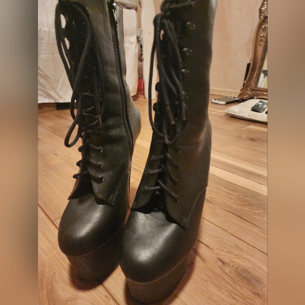 Pleaser Heeled Boots Size 8 Adore 1020 Matte Black